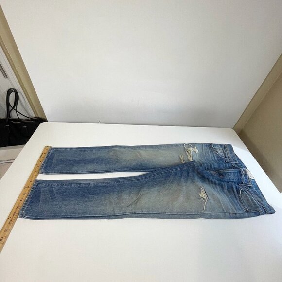 Current/Elliott Womens The Slouchy Skinny Destroy Jeans Zephyr Blue 24 Mid Rise - Picture 2 of 13